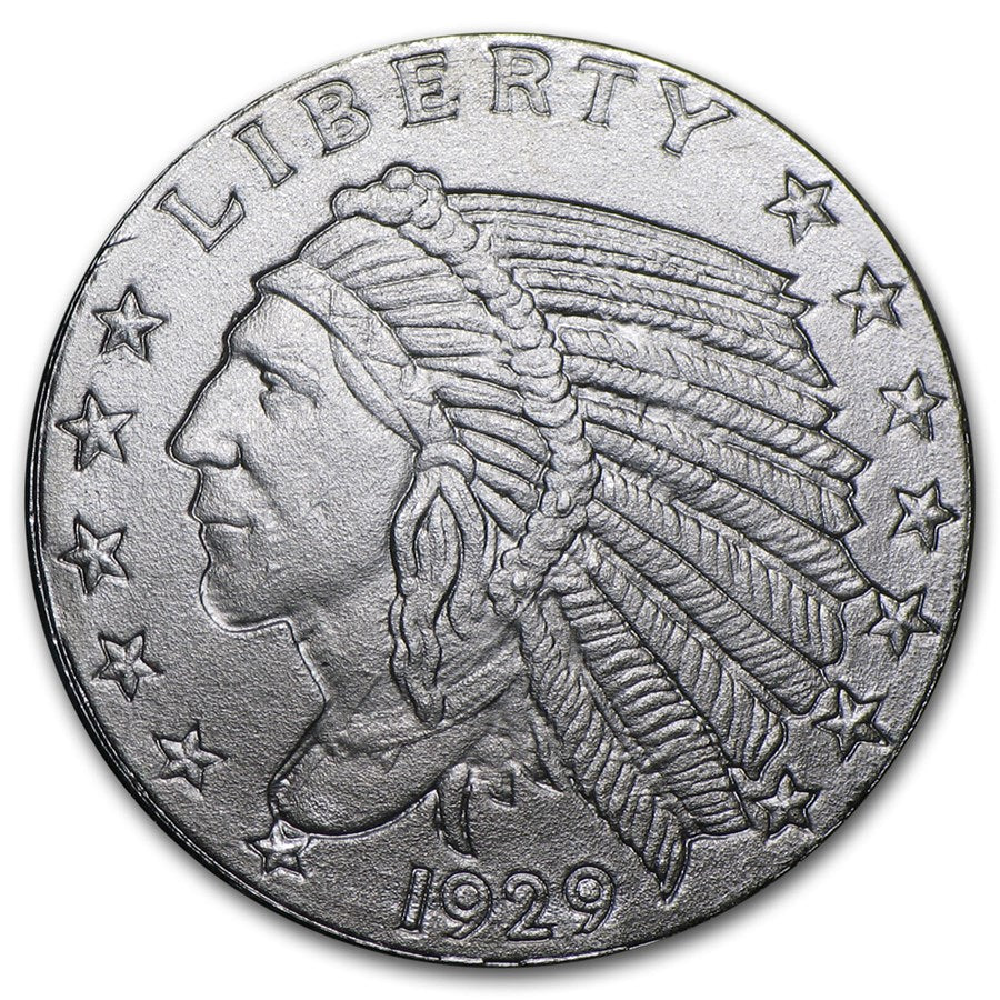 Pure Silver .999 Bullion - Incuse Indian head Liberty tenth 1/10 oz round coin