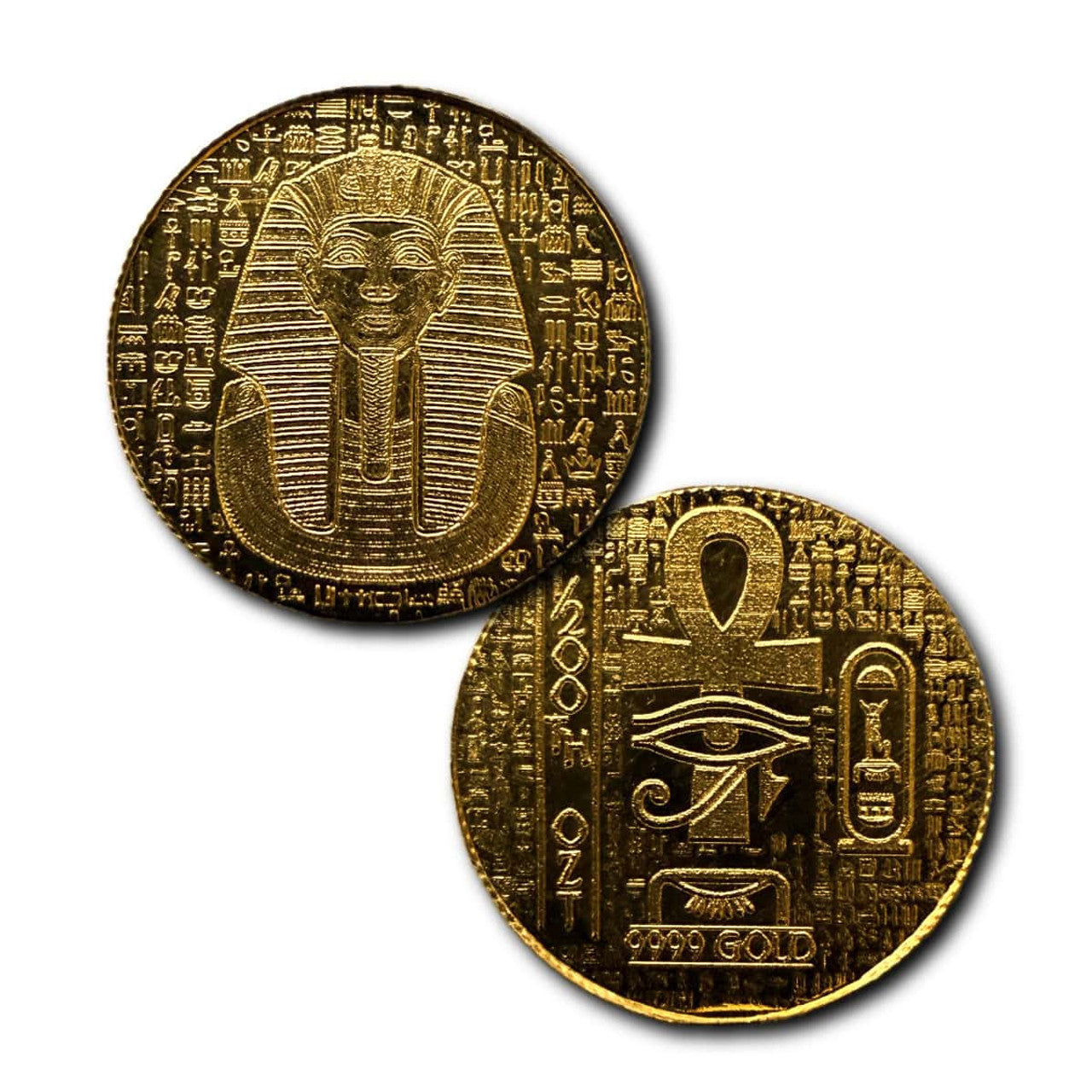 Pure GOLD .999 - Egyptian King Tut - 1/200 oz round coin Sealed in Capsule