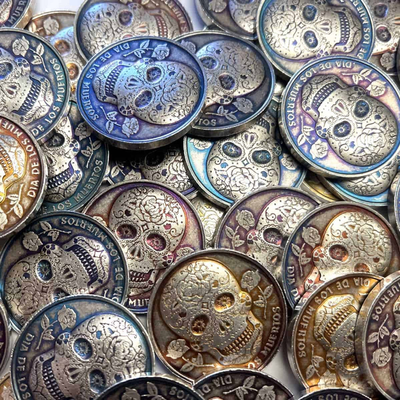Pure Silver .999 Bullion - Dia de Los Muertos Sugar Skull - 1/2 oz round coin