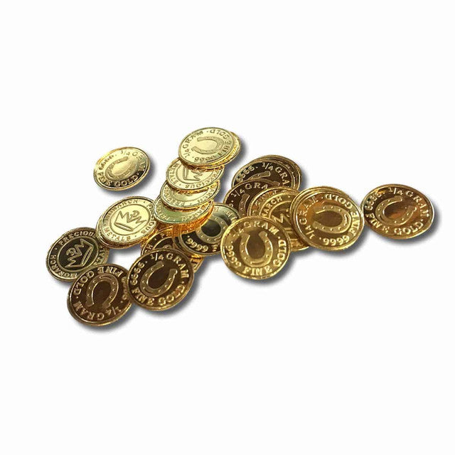 Pure GOLD .999 Bullion - Lucky Horseshoe - 1/4 gram round coin Sealed in Capsule