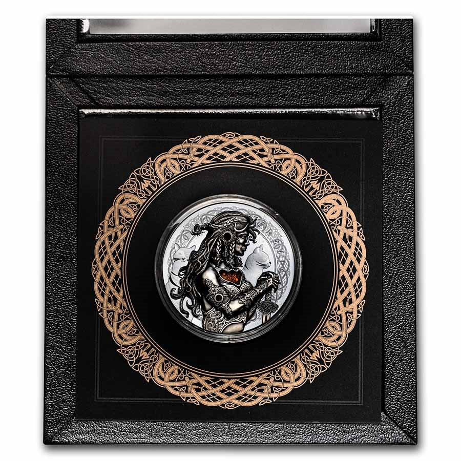 Pure Silver .999 proof - Antique Goddesses of Love Freyja - 2 oz round coin