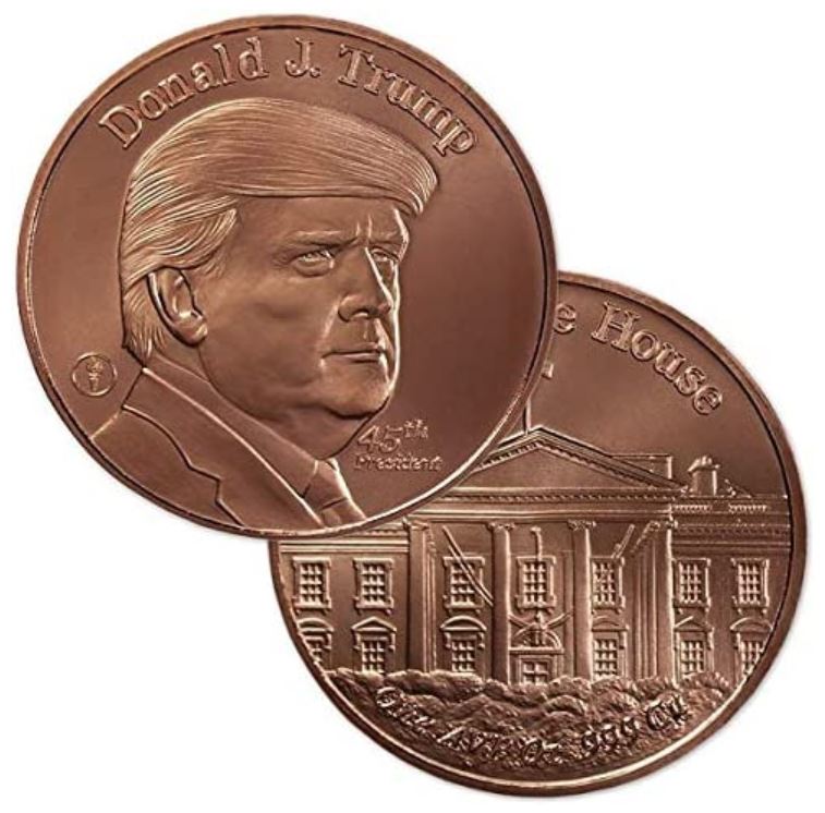 Pure Copper .999 Bullion - 45th President Donald J Trump - 1 oz round coin