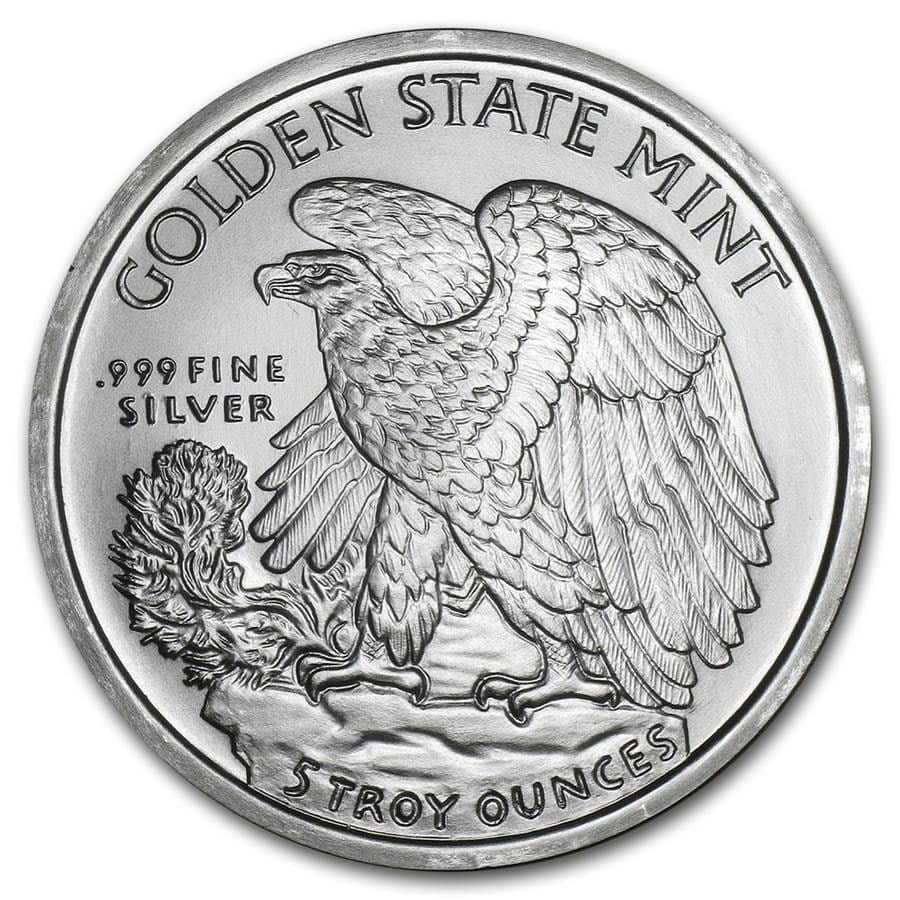 Pure Silver .999 Bullion -Walking Liberty American Eagle - 5 oz round coin