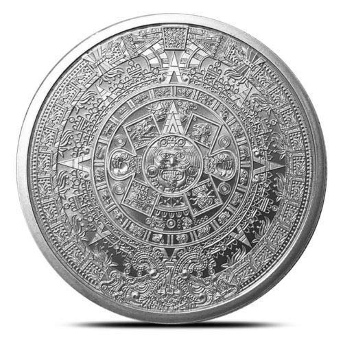 Pure Silver .999 Bullion - Mexico Mayan Aztec Calendar - 1 oz round coin