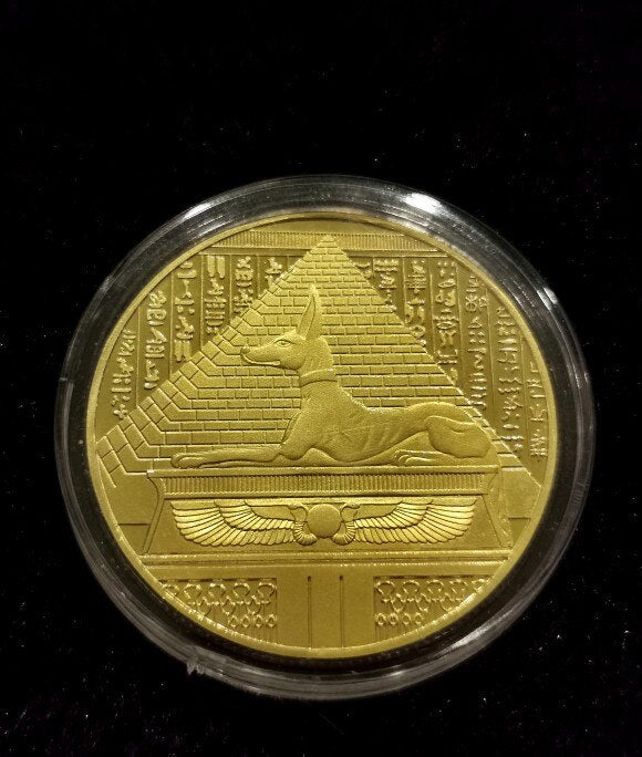 Coin god death Protector Anubis ancient Egyptian myth - with prestigious case