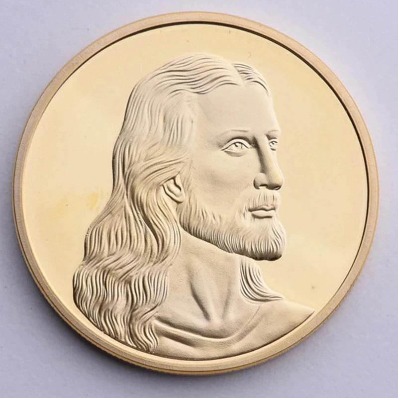 Coin Jesus relief Collection Alloy Souvenir Gold Plated with prestigious case
