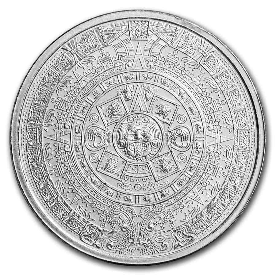 Pure Silver .999 Bullion - Mexico Aztec Calendar Mayan tenth- 1/10 oz round coin