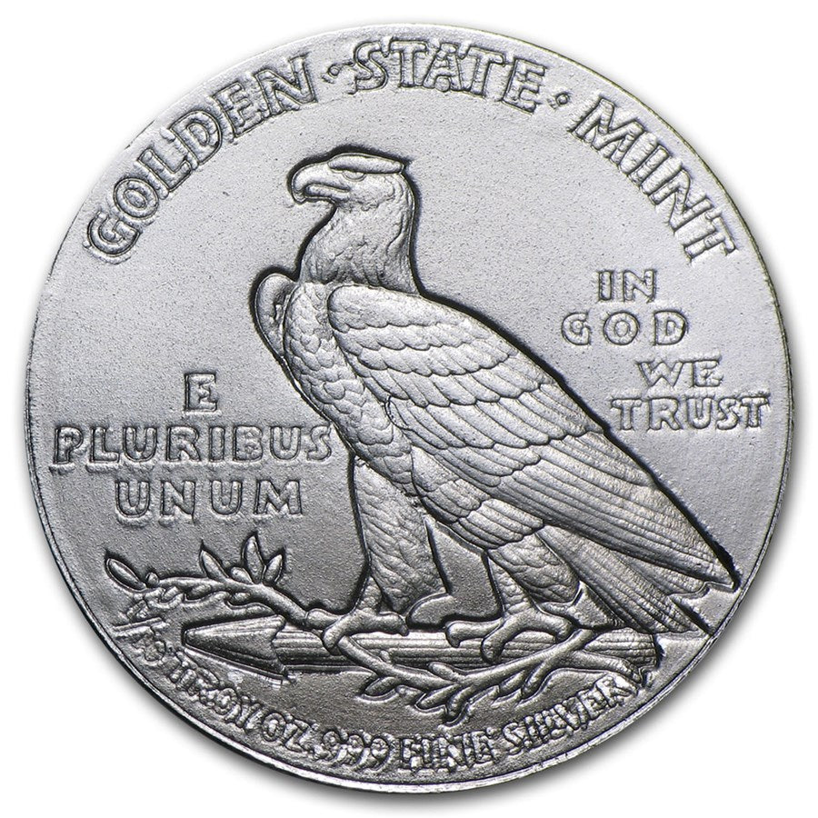 Pure Silver .999 Bullion - Incuse Indian head Liberty tenth 1/10 oz round coin