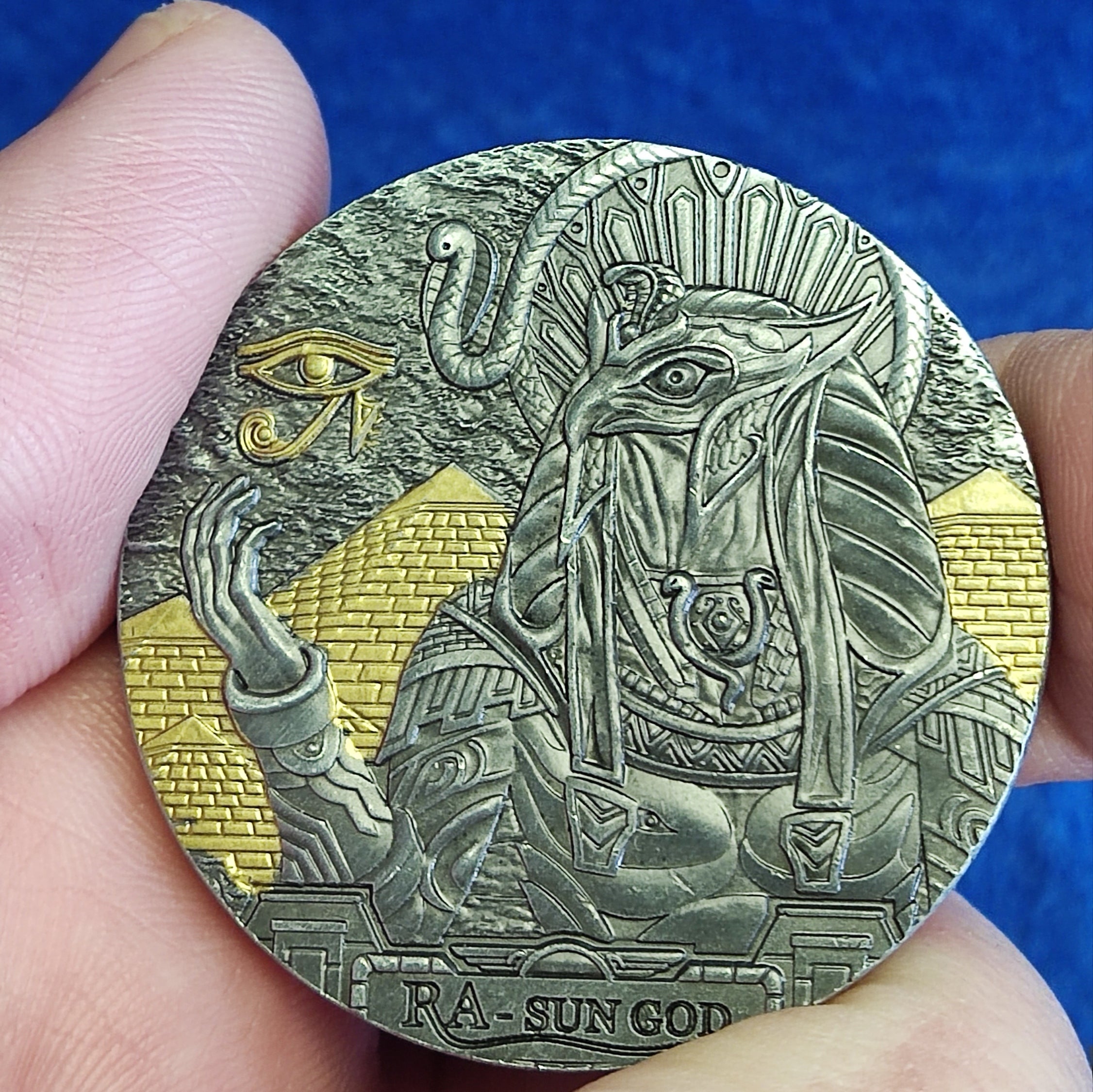 Coin RA god of sun ancient Egyptian myth - Eye of Horus with prestigio ...