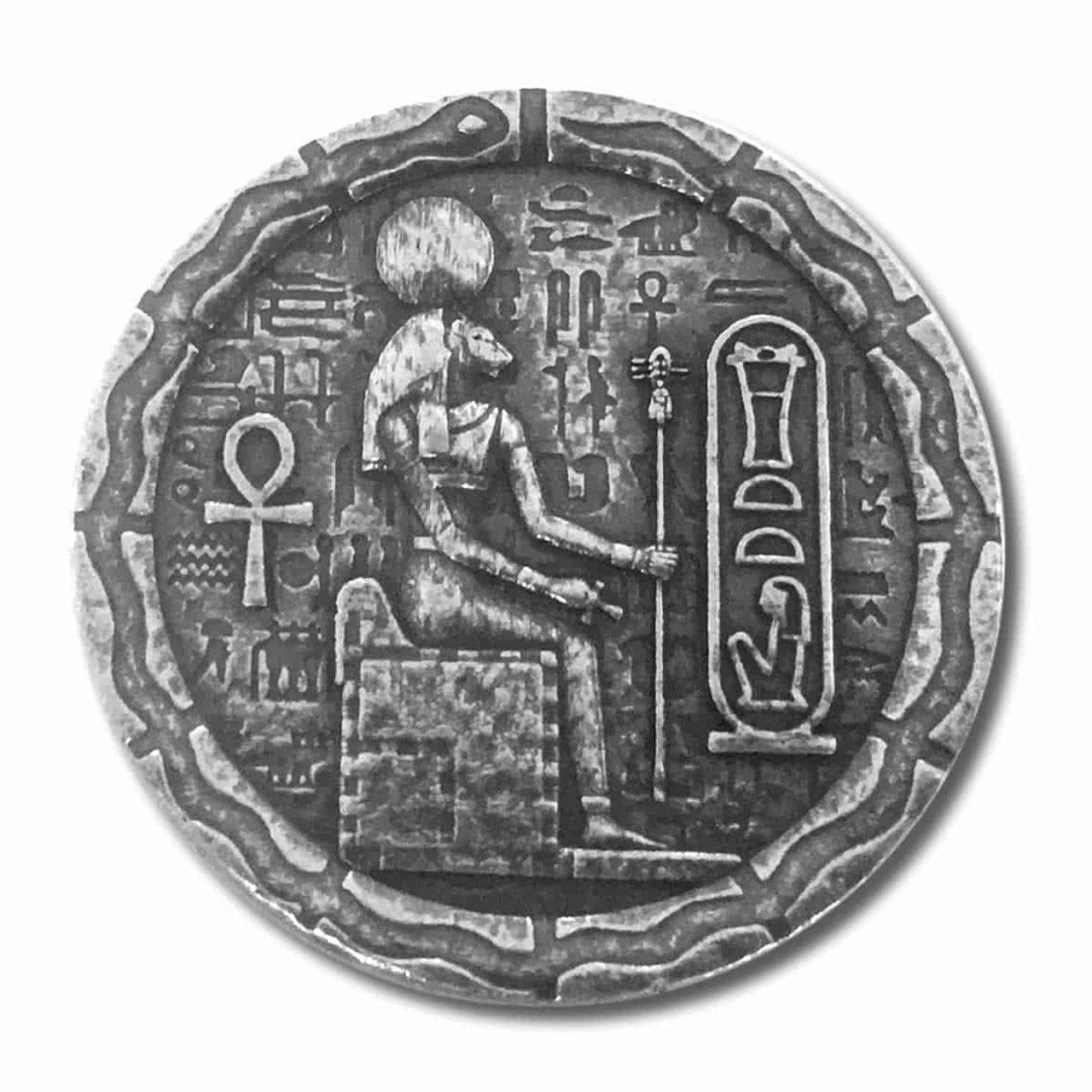 Pure Silver .999 Bullion - Egyptian Cat Goddess Bastet - 1/2 oz round coin