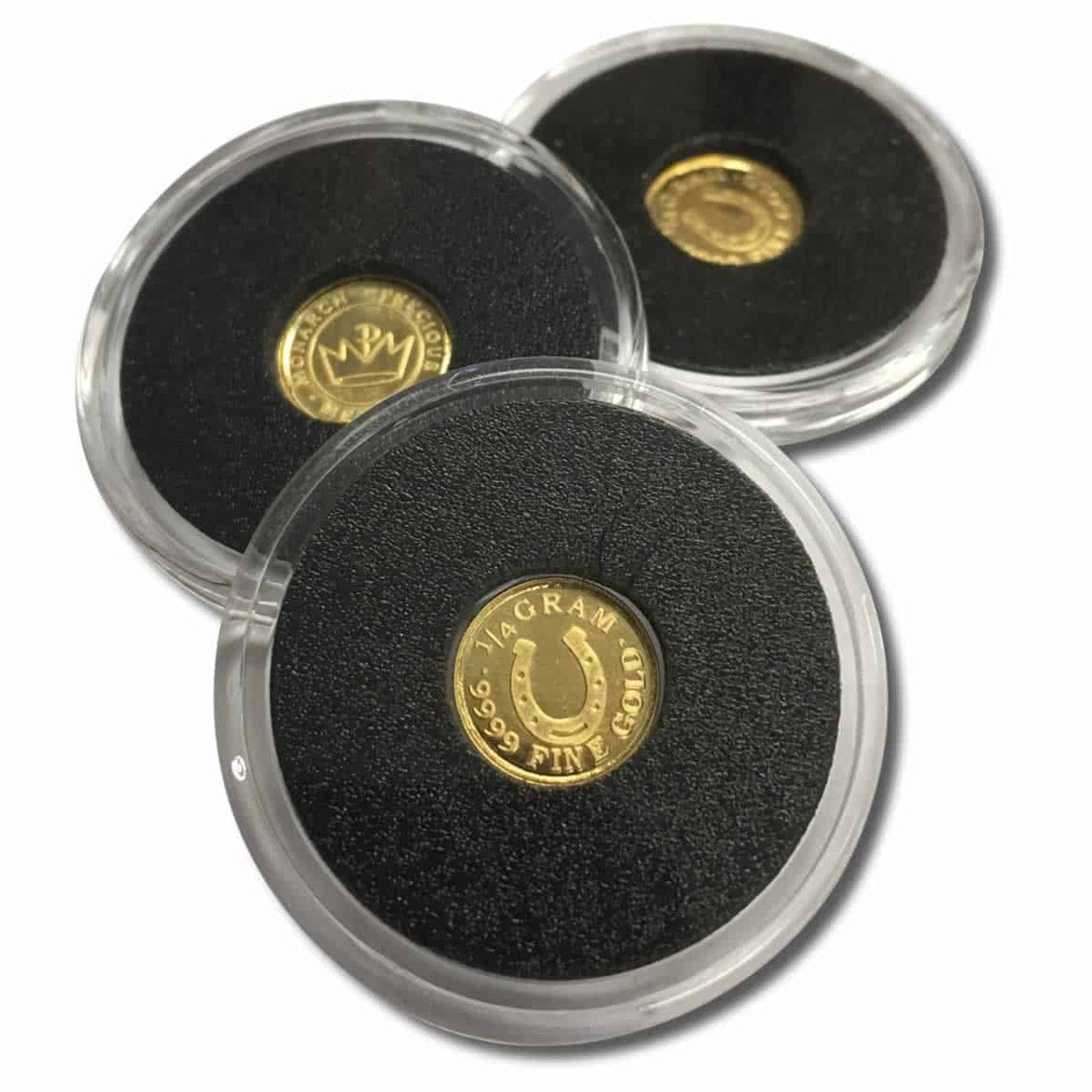 Pure GOLD .999 Bullion - Lucky Horseshoe - 1/4 gram round coin Sealed in Capsule
