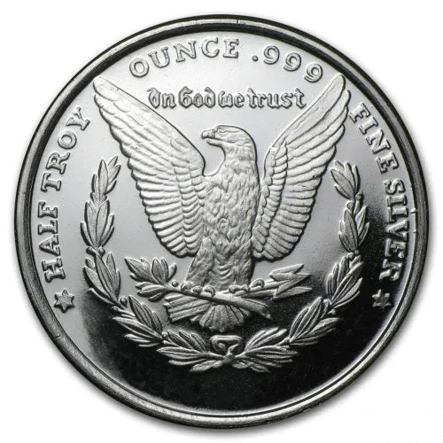 Pure Silver .999 Bullion - Morgan Dollar - 1/2 oz round coin