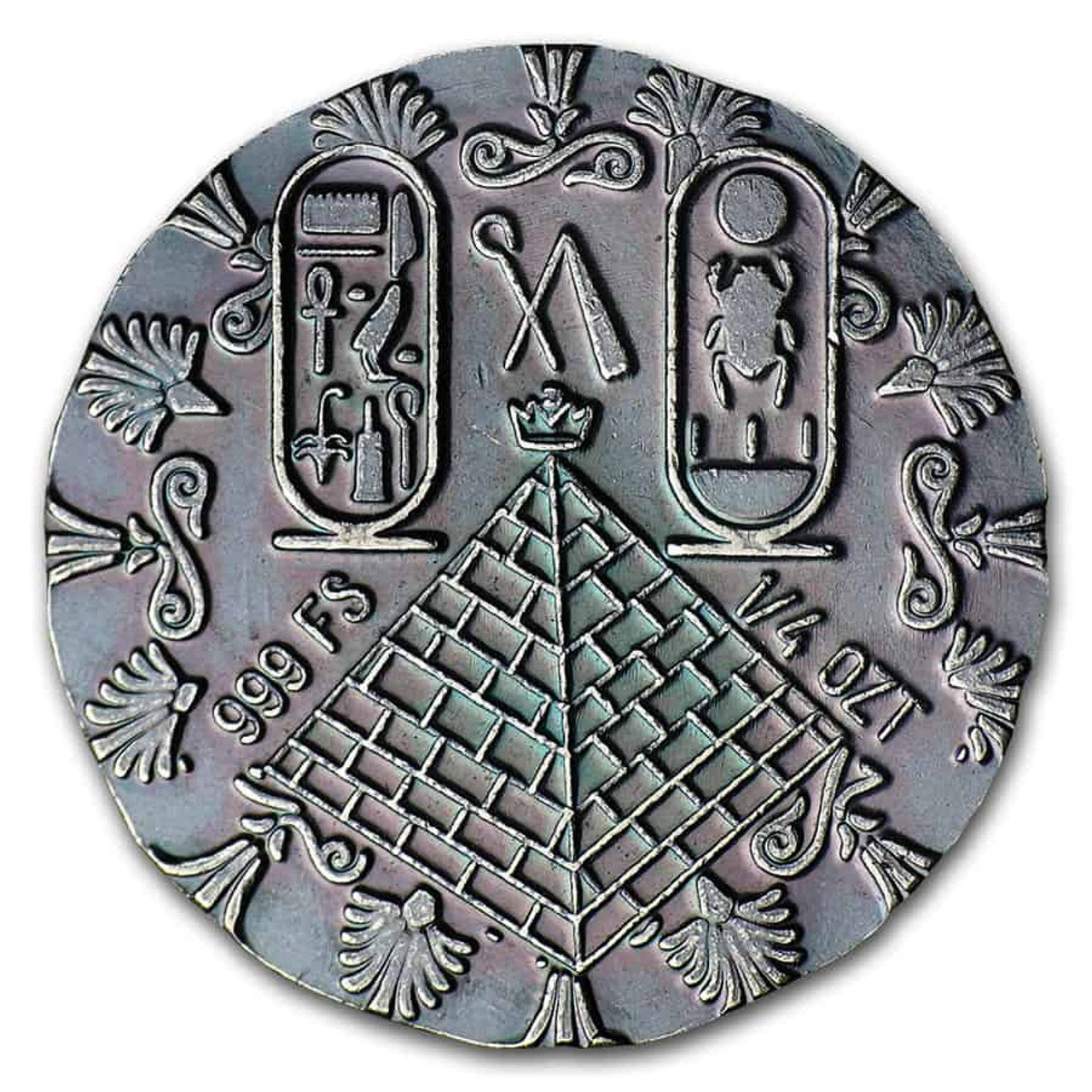 Pure Silver .999 Bullion - Egyptian King Tut Antique-style 1/4 oz round coin