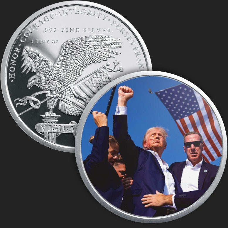 Pure Silver .999 Bullion - President Donald Trump FIGHT - 1 oz round coin