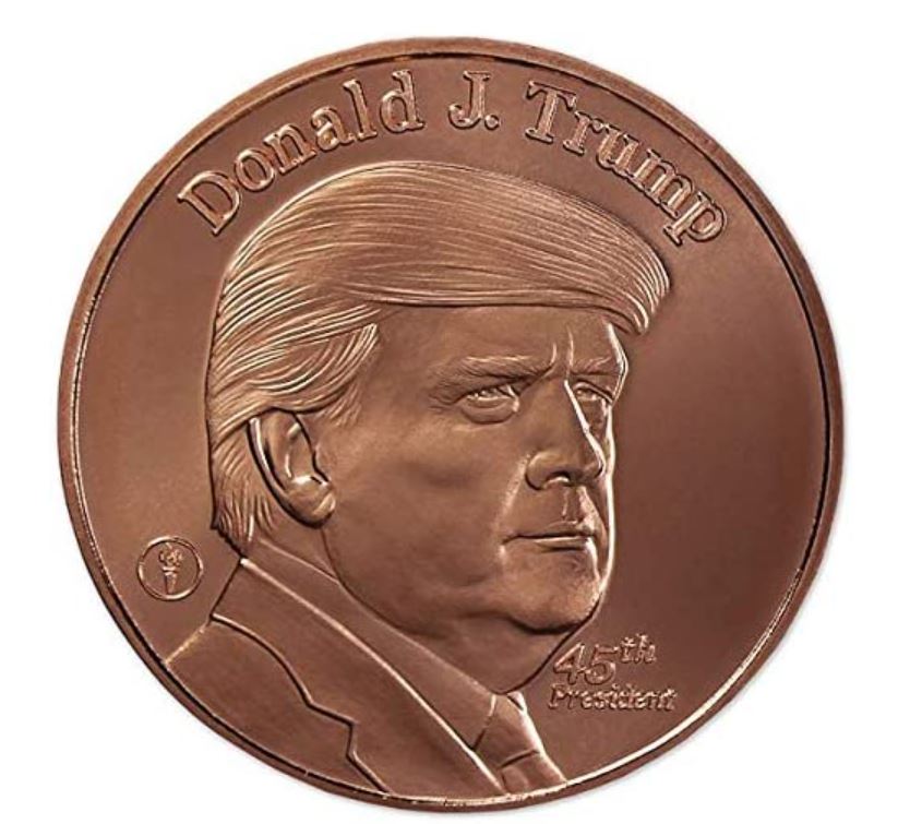 Pure Copper .999 Bullion - 45th President Donald J Trump - 1 oz round coin