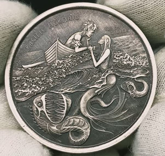Pure Silver .999 Bullion - Mermaid Antique- 1 oz round coin