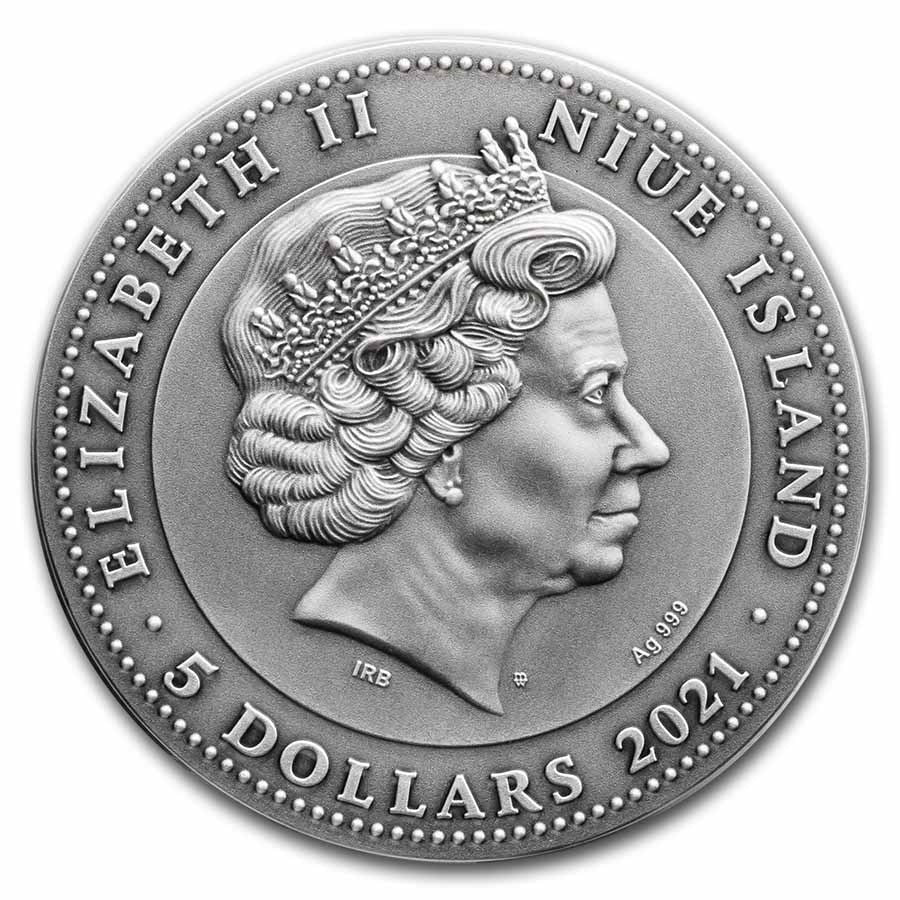 Pure Silver .999 proof - Antique Crystal Scarabaeus - 2 oz round coin