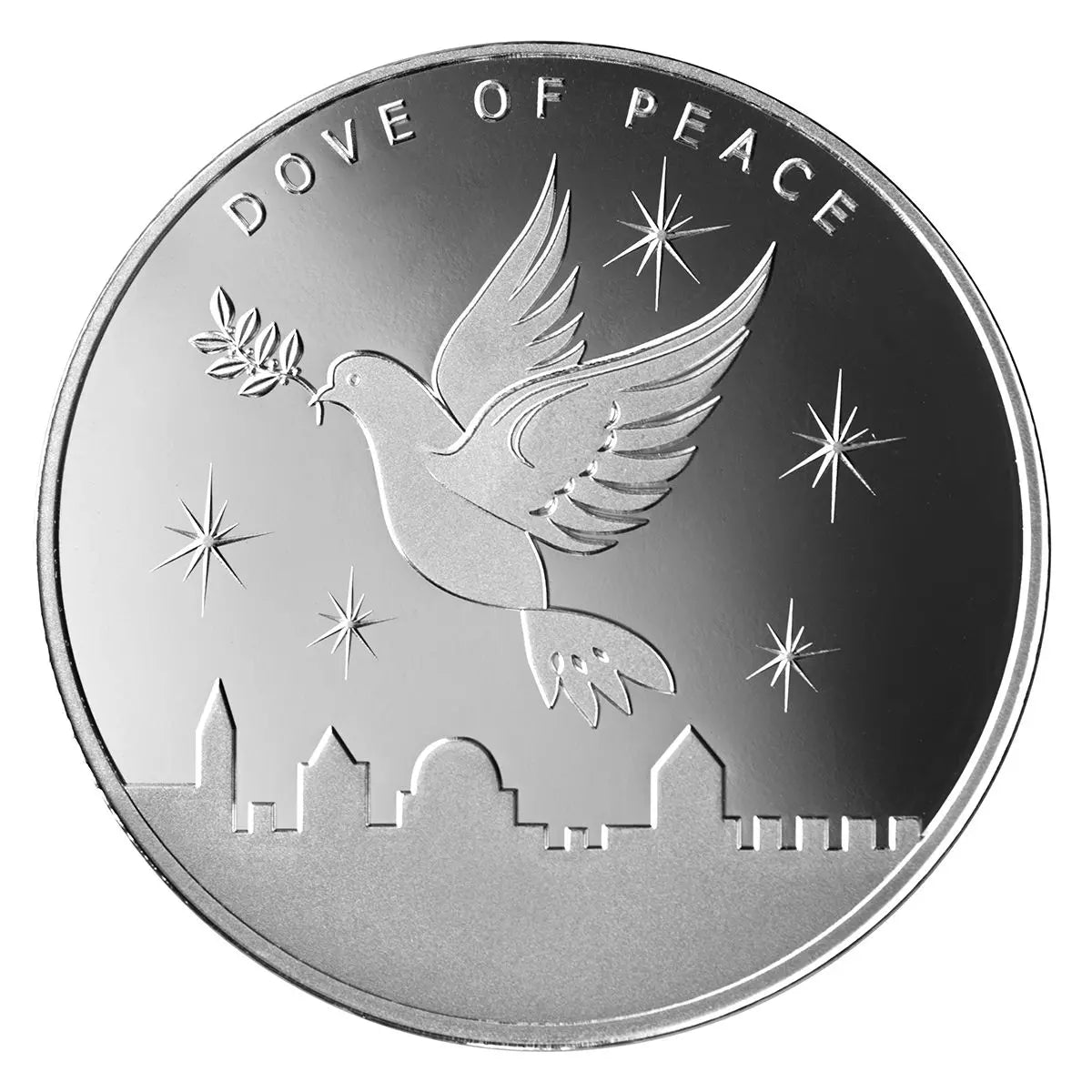 Pure Silver .999 Bullion - Dove of Peace flight over Jerusalem walls 1 oz coin