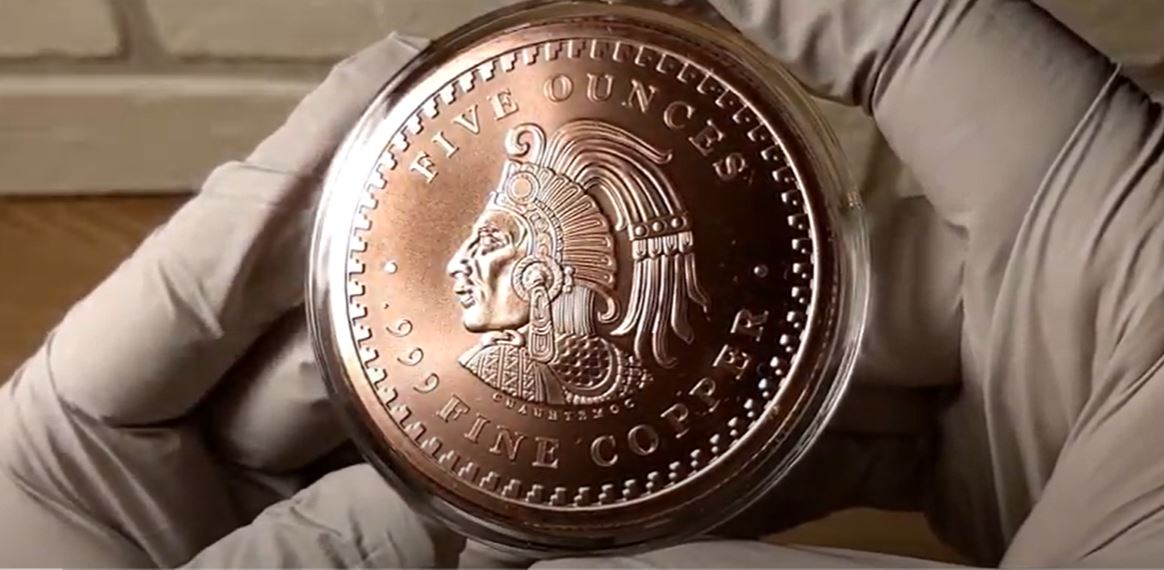 Pure Copper .999 Bullion - Mexico Mayan Aztec Calendar - 5 oz round coin