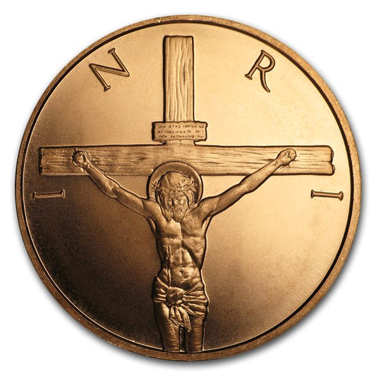 Pure Copper .999 Bullion - Jesus Crucifixion 1oz coin - free protective capsule