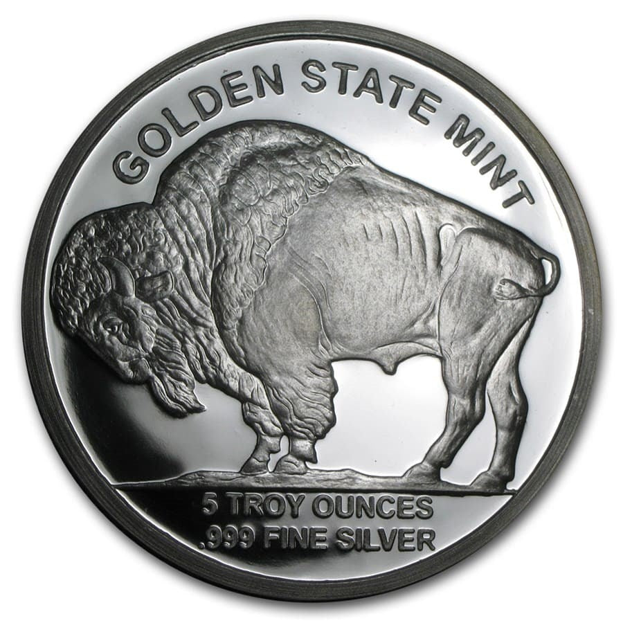 Pure Silver .999 Bullion - Buffalo LIBERTY - 5 oz round coin