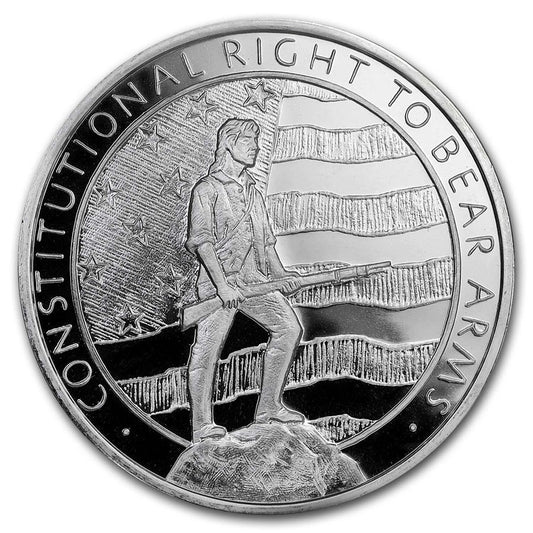 Pure Silver .999 Bullion -Second Amendment Right to Bear Arms - 5 oz round coin