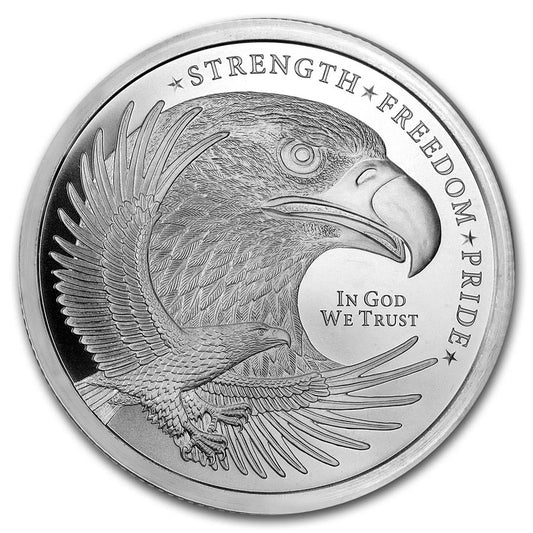 Pure Silver .999 Bullion - Eagle (Strength, Freedom, & Pride) - 5 oz round coin