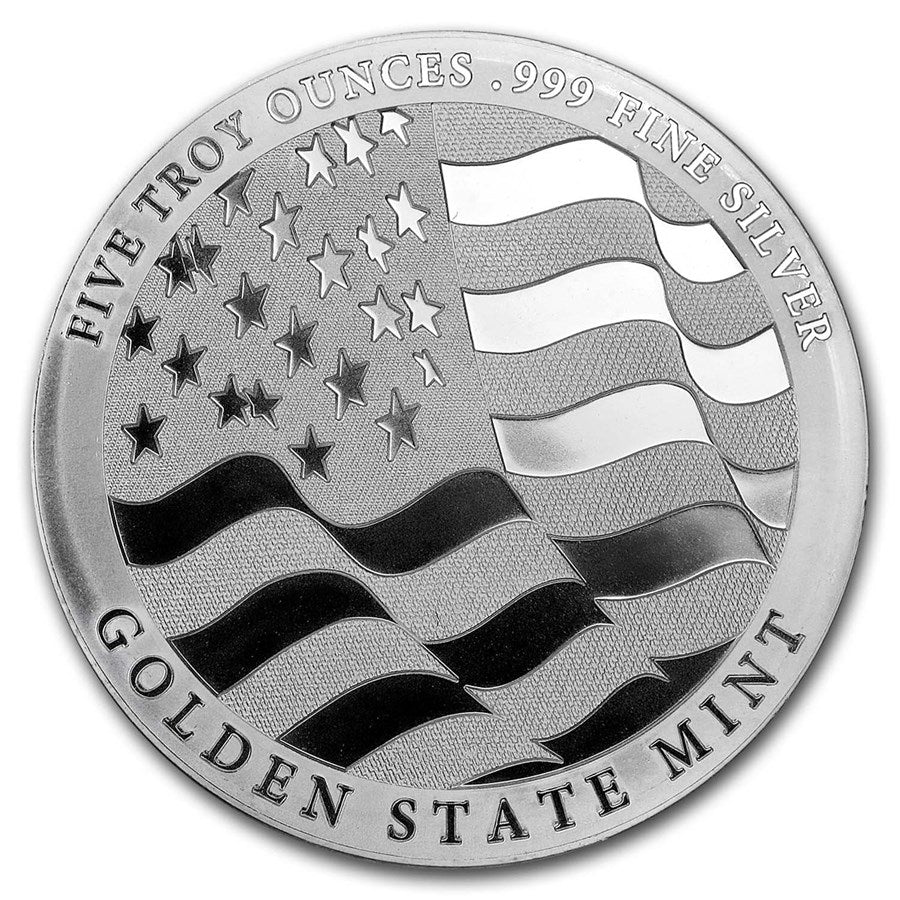 2 Oz Double Eagle Flag Of Strength Freedom .999 Silver Bullion In Capsule & Pouch