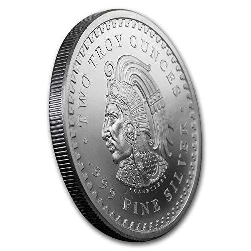 Pure Silver .999 Bullion - Mexico Mayan Aztec Calendar - 2 oz round coin