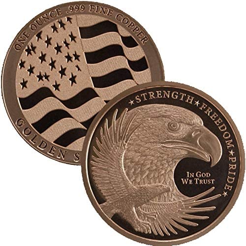 Pure Copper .999 Bullion - Double Eagle Round 1oz coin - free protective capsule