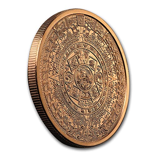 Pure Copper .999 Bullion - Mexico Mayan Aztec Calendar - 5 oz round coin