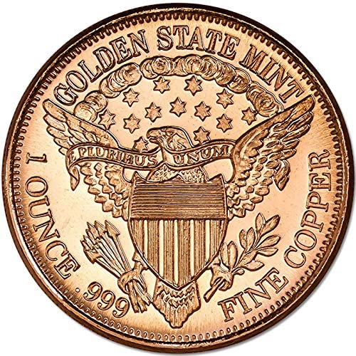 Pure Copper .999 Bullion - Morgan dollar Round 1oz coin - free protective capsule