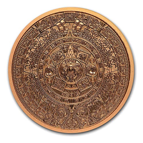 Pure Copper .999 Bullion - Mexico Mayan Aztec Calendar - 5 oz round coin