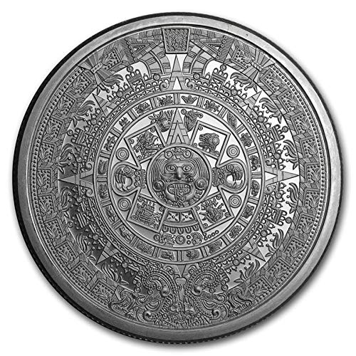 Pure Silver .999 Bullion - Mexico Mayan Aztec Calendar - 2 oz round coin