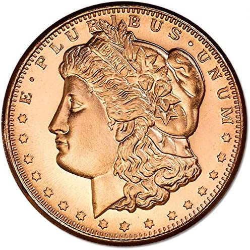 Pure Copper .999 Bullion - Morgan dollar Round 1oz coin - free protective capsule