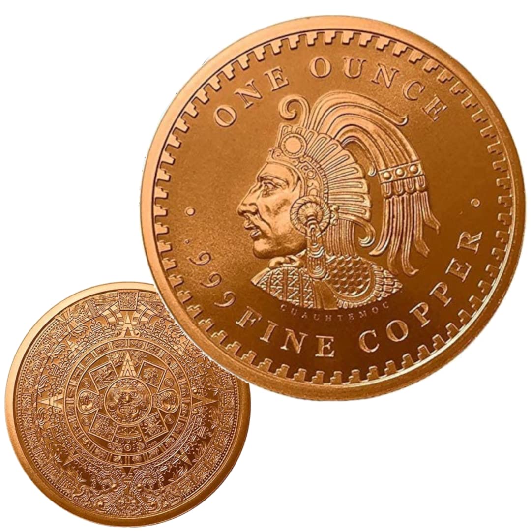 Pure Copper .999 Bullion - Mexico Mayan Aztec Calendar - 1 oz round coin