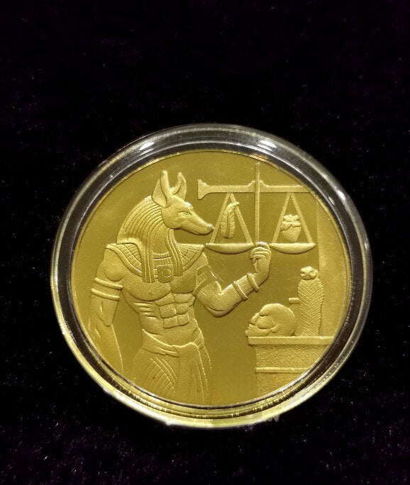 Coin god death Protector Anubis ancient Egyptian myth - with prestigious case