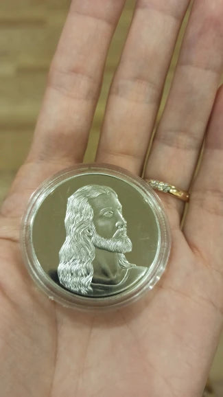 Coin Jesus relief Collection Alloy Souvenir Gold Plated with prestigious case