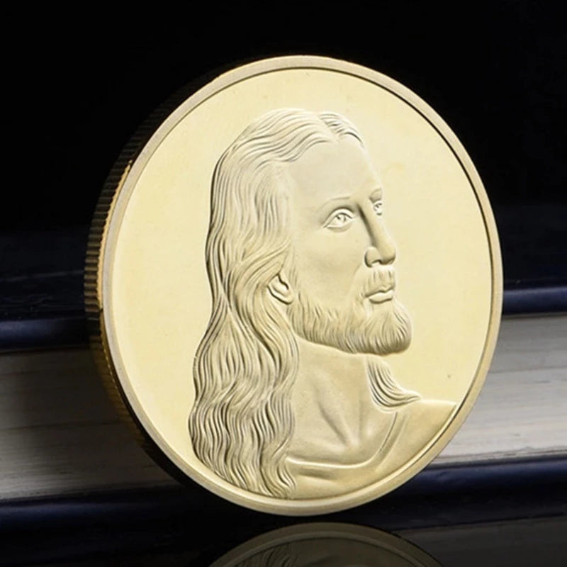 Coin Jesus relief Collection Alloy Souvenir Gold Plated with prestigious case