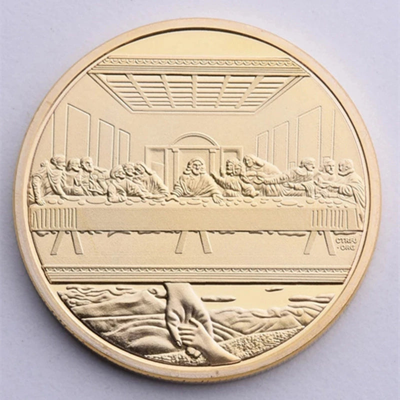 Coin Jesus relief Collection Alloy Souvenir Gold Plated with prestigious case