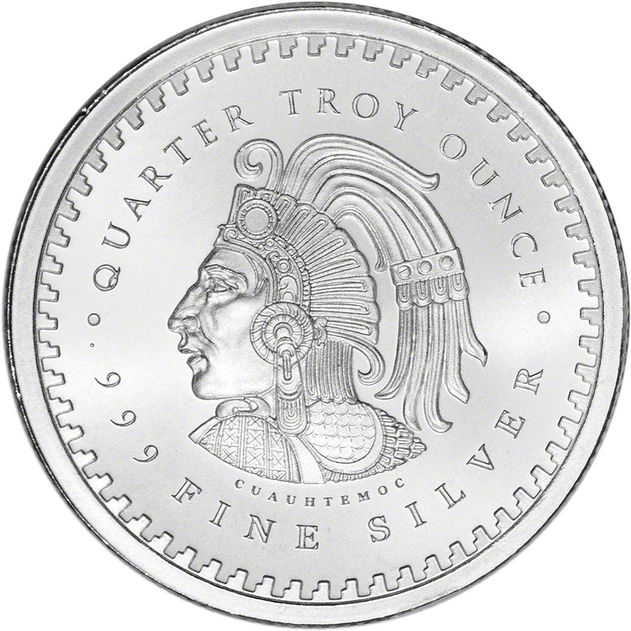 Pure Silver .999 Bullion - Mexico Aztec Calendar Mayan- 1/4 oz round coin