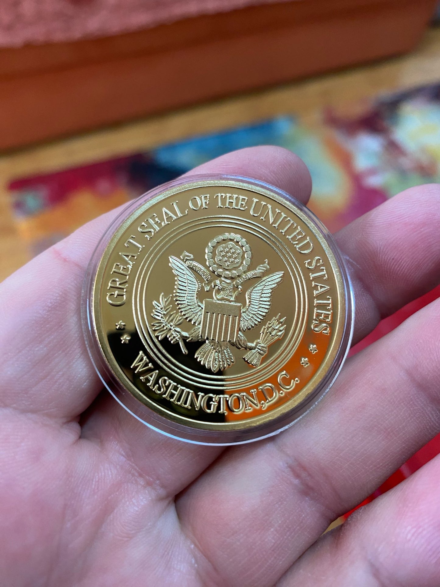 Coin USA Navy USAF USMC Army Coast Guard Freedom Eagle gold plate