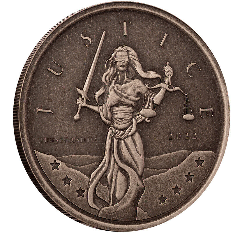 Pure Silver .999 Bullion - Antique Lady Justice Gibraltar - 1 oz round coin