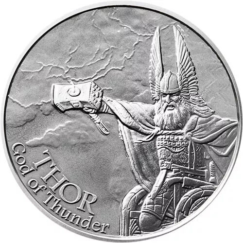 Pure Silver .999 Bullion - Norse God " God Of Thunder" valkyrie horse- 1 oz round coin