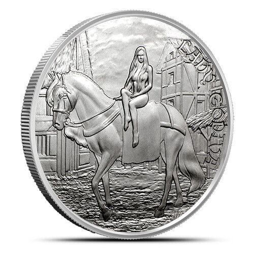 Pure Silver .999 Bullion - Lady Godiva- 1 oz round coin